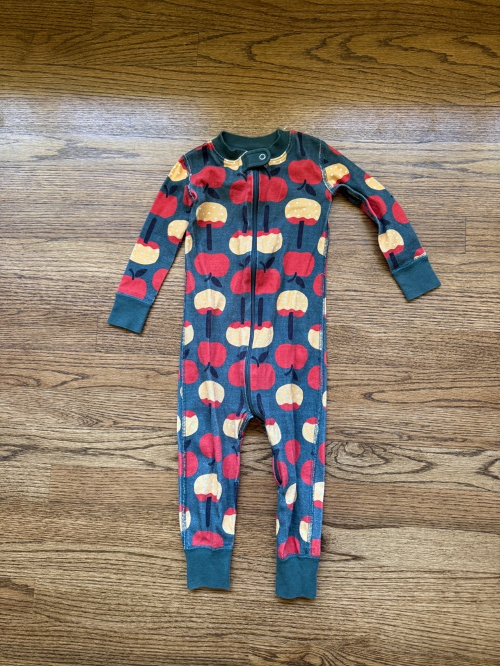 Hanna Andersson Kids Footie Pajamas with Red & Yellow Apple Print